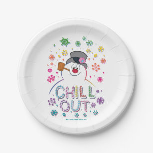 Plato De Papel Frosty the Snowman™   Colores arcoiris "Chill Ou