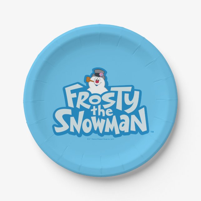 Plato De Papel Frosty the Snowman™ | Logotipo apilado congelado (Anverso)