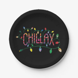 Plato De Papel Frosty the Snowman™   Luces navideñas "Chillax"