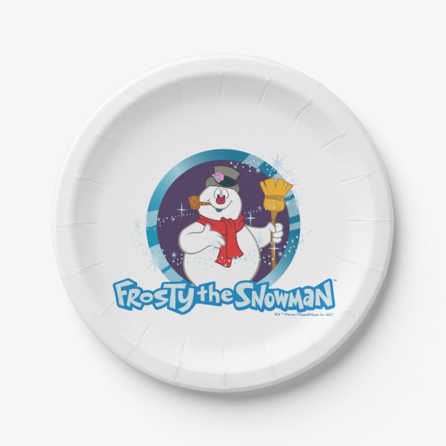 Plato De Papel Frosty the Snowman™ | Retrato escarchado mágico (Anverso)