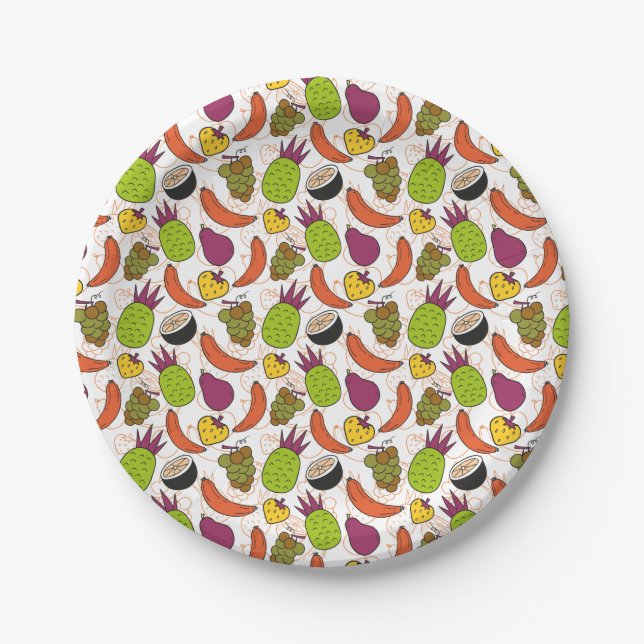Plato De Papel Fruit seamless pattern | Fruit surface pattern 34 (Anverso)