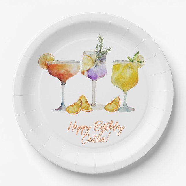 Plato De Papel Fruity Cocktail Bebe Cumpleaños (Anverso)