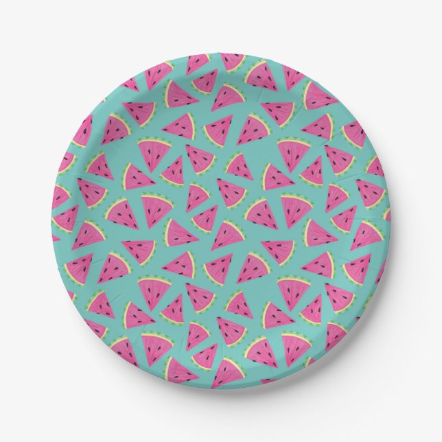 Plato De Papel Fruity Watermelon Summer Fiesta (Anverso)