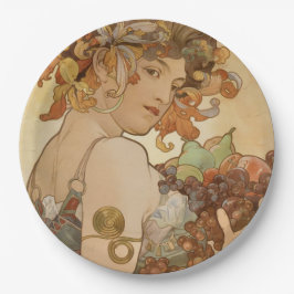 Plato De Papel Fruta (Art Nouveau) (retrato femenino) (frutas)