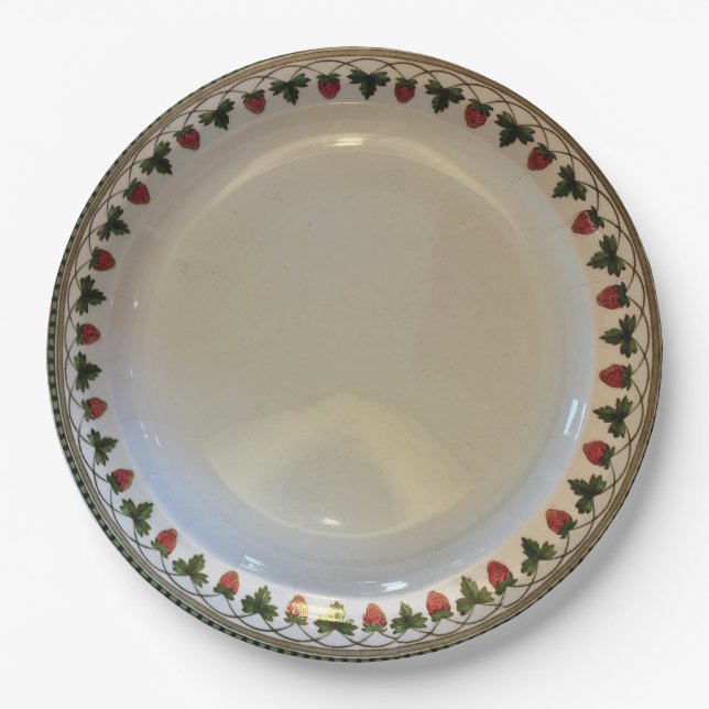Plato De Papel Fruta de la fresa, Wedgwood Etruria, papel c1900 (Anverso)
