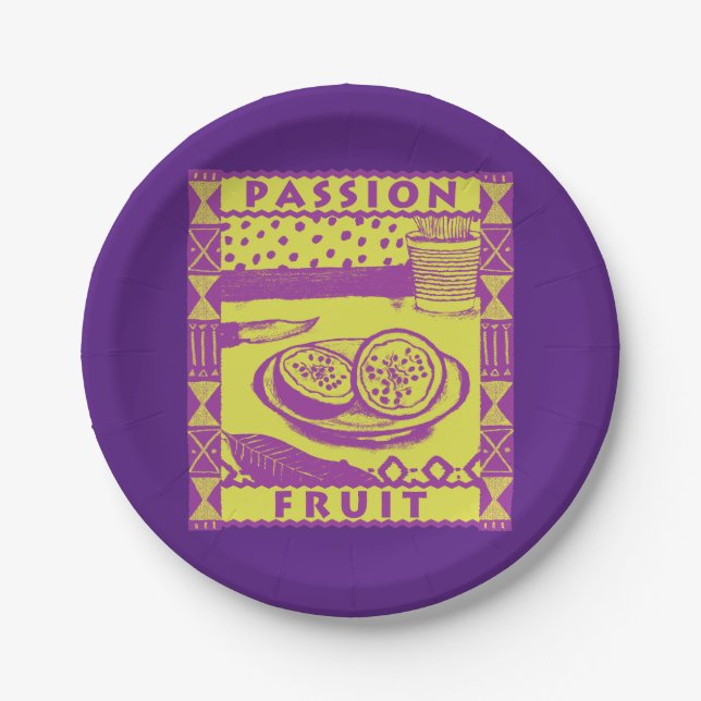 Plato De Papel Fruta de la pasión (Anverso)