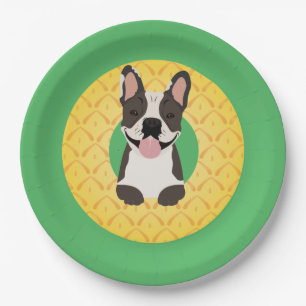 Plato De Papel Fruta de la piña del Bulldog francés