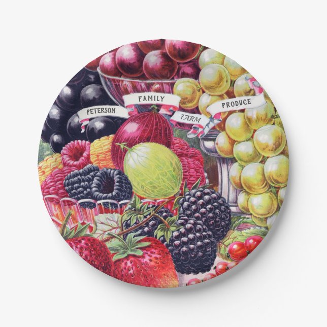 Plato De Papel Fruta Deliciosa Vintage (Anverso)