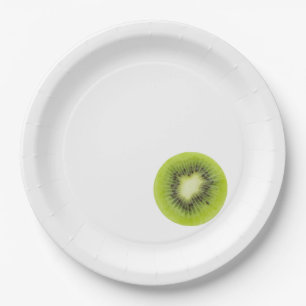 Plato De Papel Fruta kiwi fresca. Secador redondo aislado