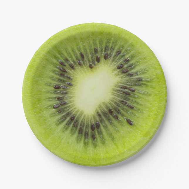 Plato De Papel Fruta kiwi fresca. Secador redondo aislado (Anverso)