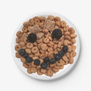 Plato De Papel Fruta sonriente y rostro de cereales