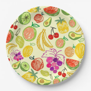 Plato De Papel Frutas de verano