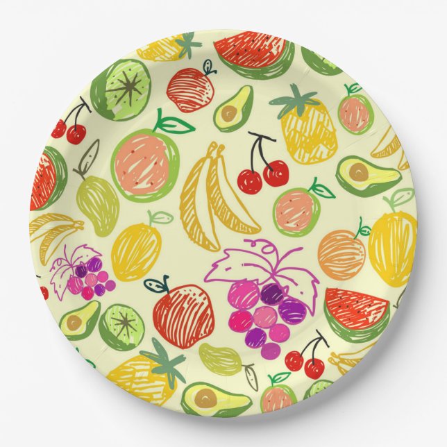 Plato De Papel Frutas de verano (Anverso)