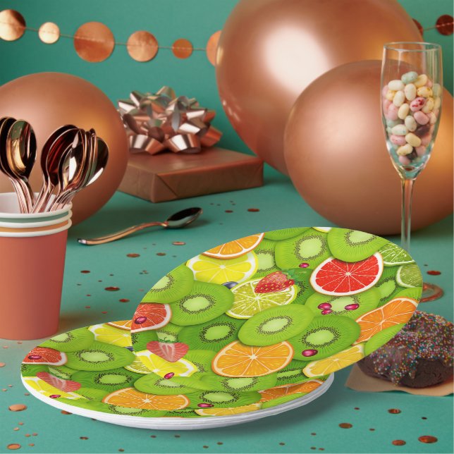 Plato De Papel Frutas de verano 2 (Multi)