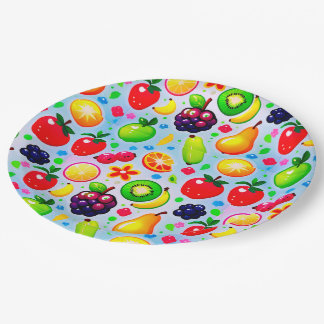 Plato De Papel Frutas Tropicales Vibrantes