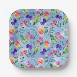 Plato De Papel Frutas y bayas.