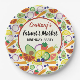 Plato De Papel Frutas y verduras de fiesta de cumpleaños en el m