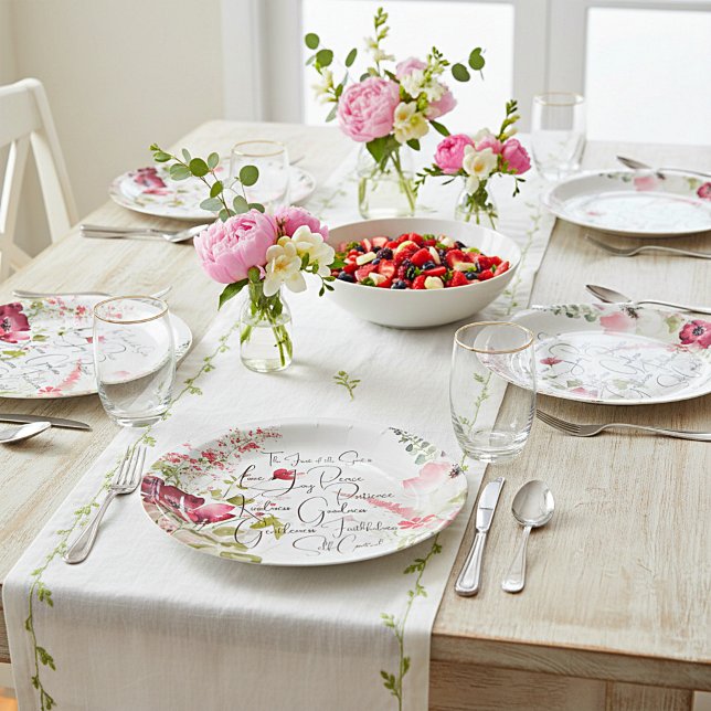 Plato De Papel Fruto del Espíritu floral rosa (Subido por el creador)