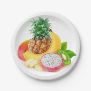 Plato De Papel Frutos tropicales