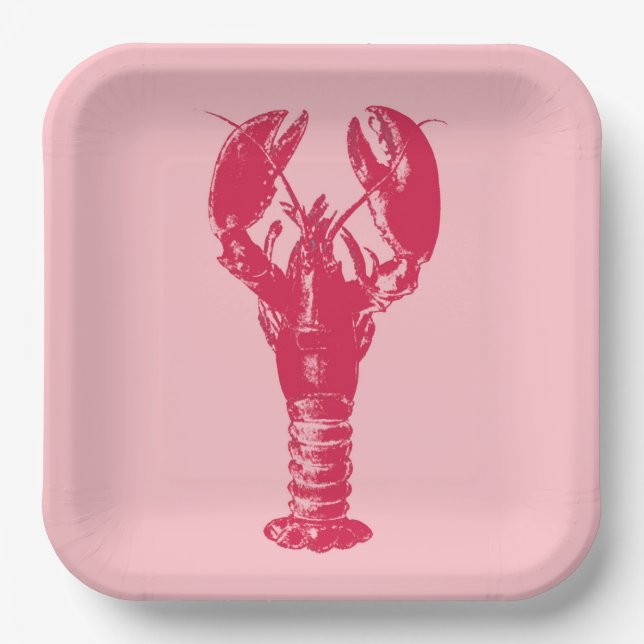 Plato De Papel Fuchsia Lobster en rosa claro (Anverso)