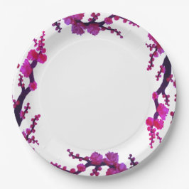 Plato De Papel Fuchsia Sakura Flores de papel de pintura