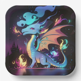 Plato De Papel Fuego de dragón encantado