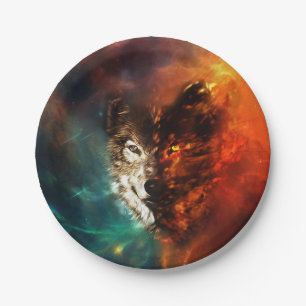 Plato De Papel Fuego de lobo y hielo