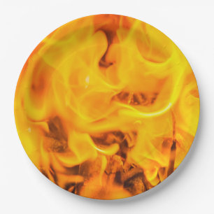 Plato De Papel Fuego y llamas