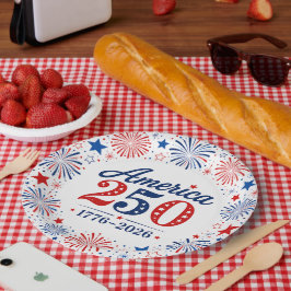 Plato De Papel Fuegos artificiales 1776 - 2026 America 250