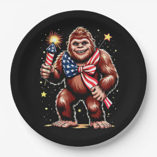 Plato De Papel Fuegos Artificiales Bigfoot 4 de Julio Sasquatch E
