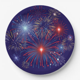 Plato De Papel Fuegos artificiales Patrióticos