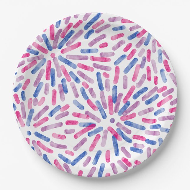 Plato De Papel Fuegos artificiales Resumen Bandera del Orgullo Az (Anverso)