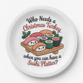 Plato De Papel Fuente Bandeja de Sushi de Navidad Kawaii