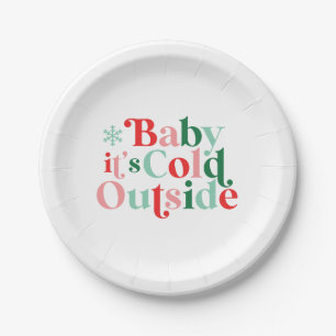 Plato De Papel Fuente Boho Moderna Navidad Baby It's Cold Outside