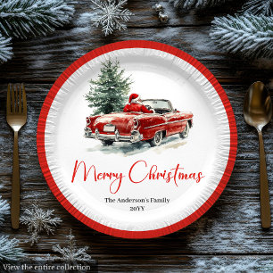 Plato De Papel Fuente de escritura clásica de Papá Noel Cena fest