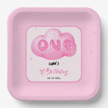 Fuente de gato lindo acuarela nube rosa 1er cumple