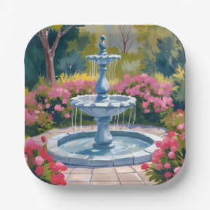Plato De Papel Fuente de jardín pintura floral