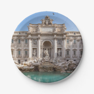 Plato De Papel Fuente de Trevi al amanecer - Roma, Italia