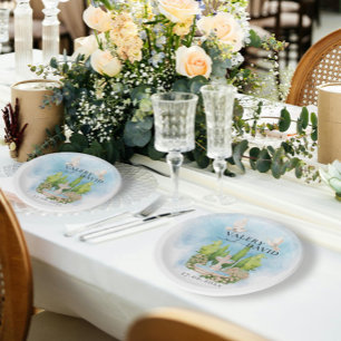 Plato De Papel Fuente elegante   palomas florales Boda Lujo