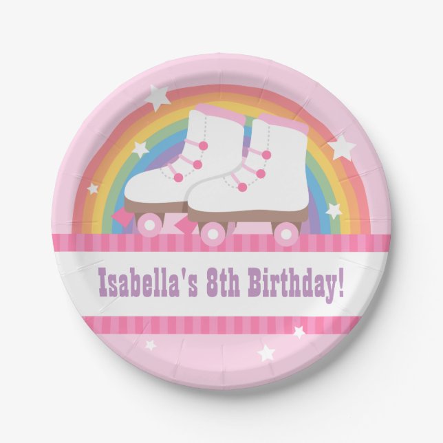 Plato De Papel Fuentes de la fiesta de cumpleaños del patinaje (Anverso)