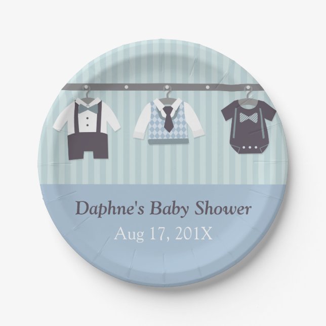 Plato De Papel Fuentes modernas del fiesta de ducha del bebé del (Anverso)