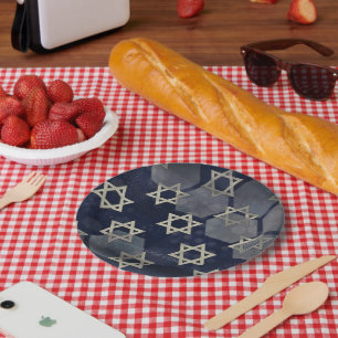 Plato De Papel Fuerte vibra de Hanukkah de SlipperyJoe's estrella