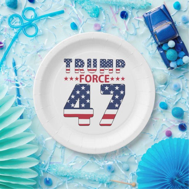 Plato De Papel Fuerza Trump 47 (Fiesta)