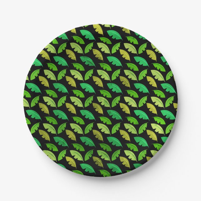 Plato De Papel Fun Banana Leaf Tropical Birday Party Pattern (Anverso)