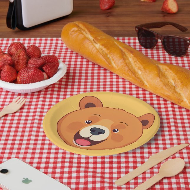 Plato De Papel Fun Bear Face Safari Fiesta de Cumpleaños de la Se (Picnic)