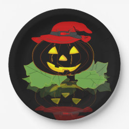 Plato De Papel Fun Black Halloween Party Jack O'Lantern