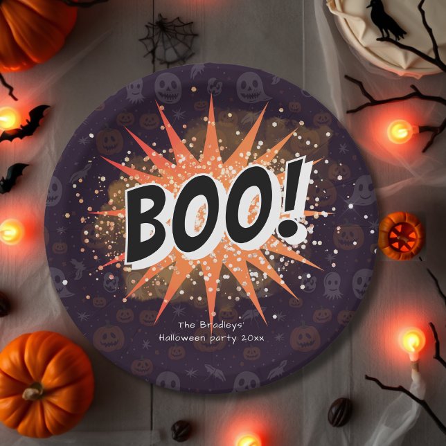 Plato De Papel Fun Black & Naranja Boo Halloween (Subido por el creador)