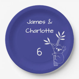 Plato De Papel Fun Blue Australian Animals Twin 6º cumpleaños