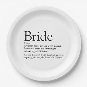 Plato De Papel Fun Bride Definition Bridal Shower Moderna