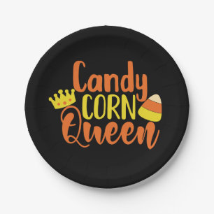 Plato De Papel Fun Candy Corn Queen Halloween, Fiesta